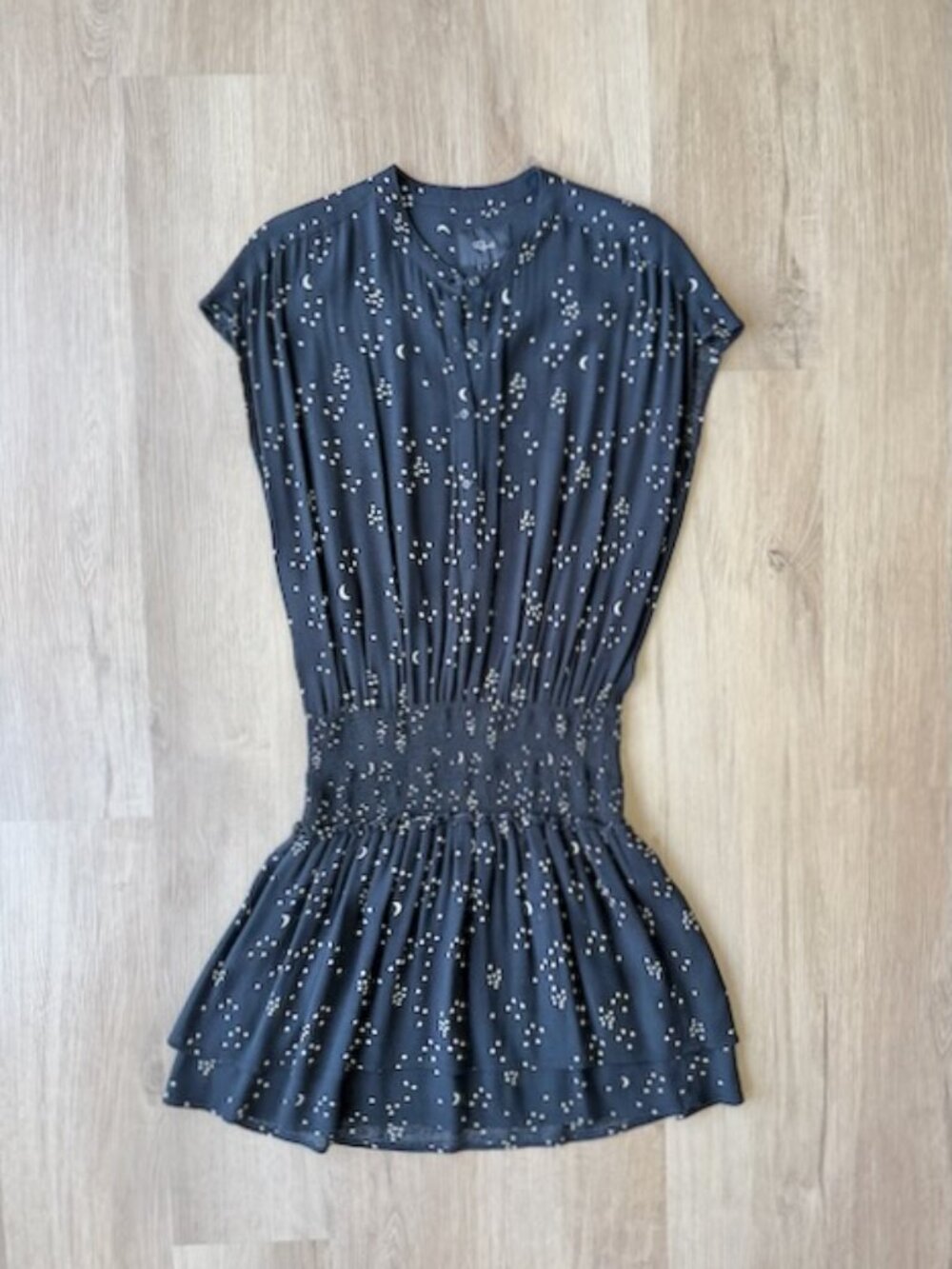 Rails Star Moon Print Smocked Tiered Dress XS